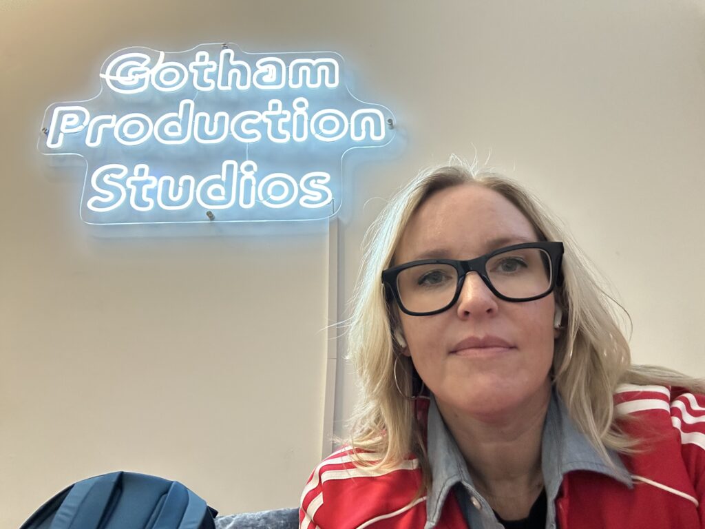 Kit at Gotham Studios in NYC getting ready to record the Endless Aisle Podcast